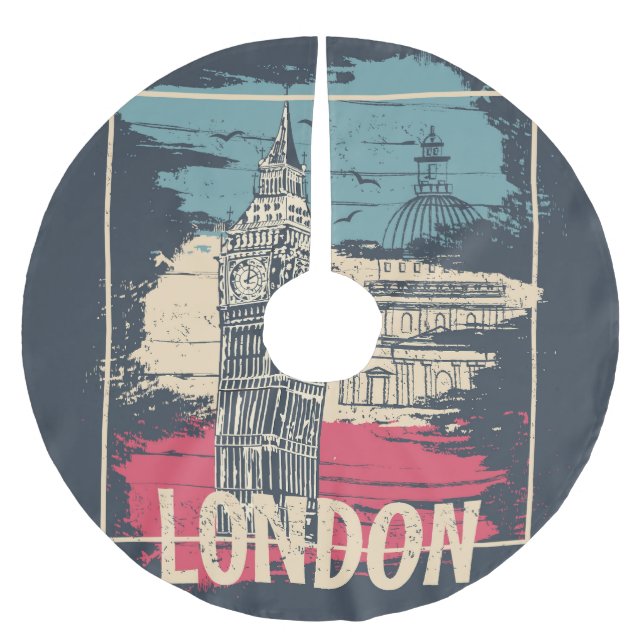 London Big Ben: Typography Poster Julgransmatta Borstad Polyester (Framsidan)