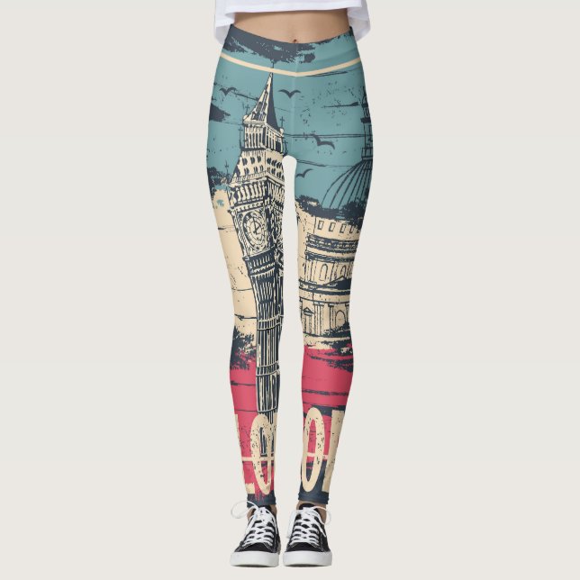 London Big Ben: Typography Poster Leggings (Framsida)