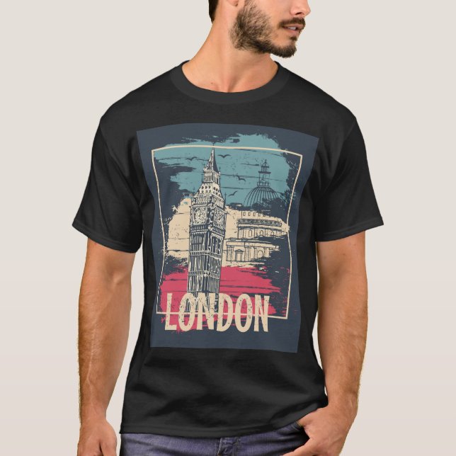 London Big Ben: Typography Poster T Shirt (Framsida)