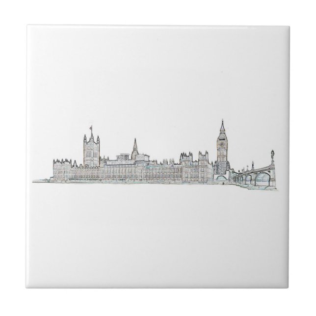London Big Ben Underbar Britain Sketch Kakelplatta (Framsidan)