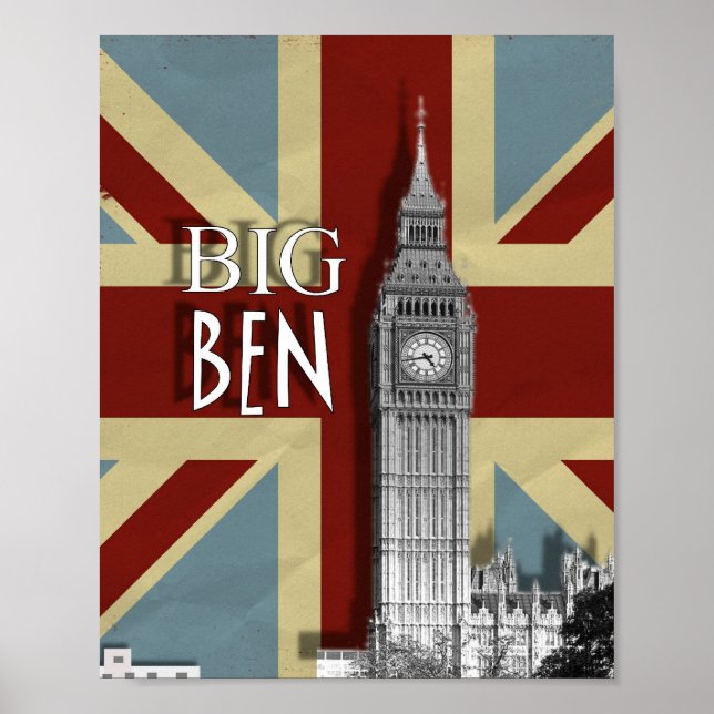 London Big Ben Union Jack Modern Wall Art Poster (Framsidan)