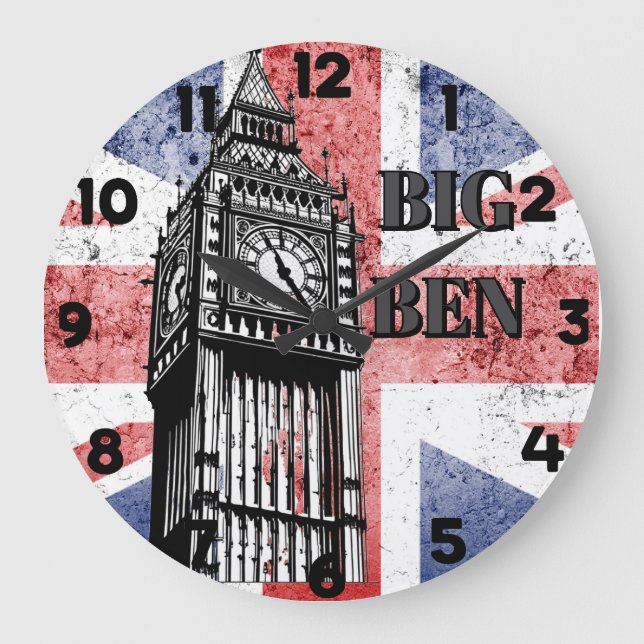 London Big Ben Union Jack Stor Klocka (Framsida)