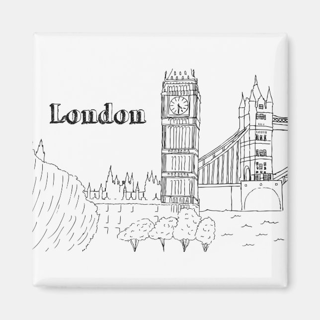 London Big Ben Vacation Teckning Vacation Art Trav Magnet (Framsidan)