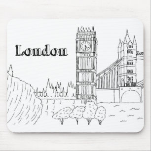 London Big Ben Vacation Teckning Vacation Art Trav Musmatta