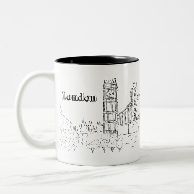 London Big Ben Vacation Teckning Vacation Art Trav Två-Tonad Mugg (Vänster)