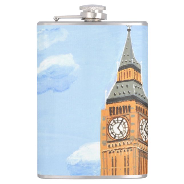 London Big Ben Vinyl Wrapped Flask Fickplunta (Framsidan)