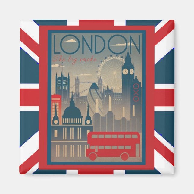 London Big Red Buss och andra landmärken Magnet (Framsidan)