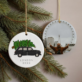 London Black Cab Julgran Taxi Photo Julgransprydnad Keramik