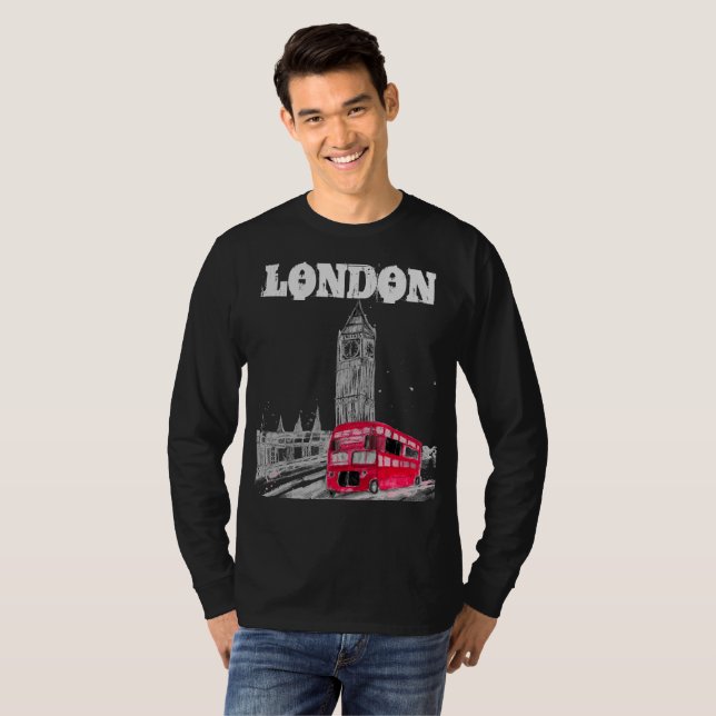 London Black Modern England Förenade kungariket T Shirt (Hel framsida)