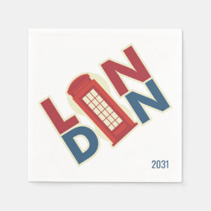 London Blue Red Anpassningsbar Pappersservett