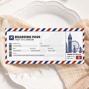 London Boarding Pass Resa Tripp Plan Present Bilje Inbjudningar
