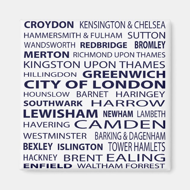 London Boroughs Magnet (vit) (Framsidan)