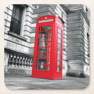 London boxas den röda telefonen kustfartyget underlägg papper kvadrat