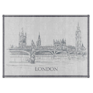 London Bridge Big Ben och Iconic Skyline Teckning