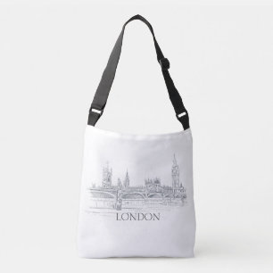 London Bridge Big Ben Pen och Bläck Teckning Axelväska