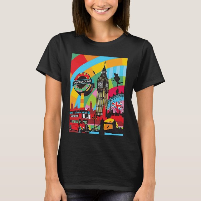 London Bridge Big Ben Pop Art Traveler T Shirt (Framsida)
