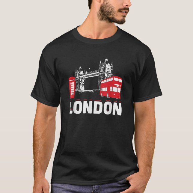 London Bridge Buss Big Ben och Mobil Booth Funny B T Shirt (Framsida)