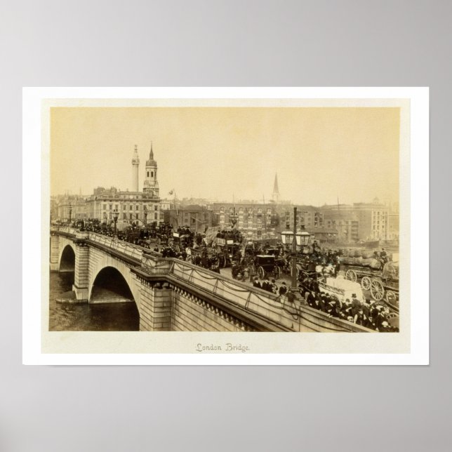London Bridge, c.1880 (foto av sepia) Poster (Framsidan)