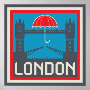 London Bridge med Parbrella Poster