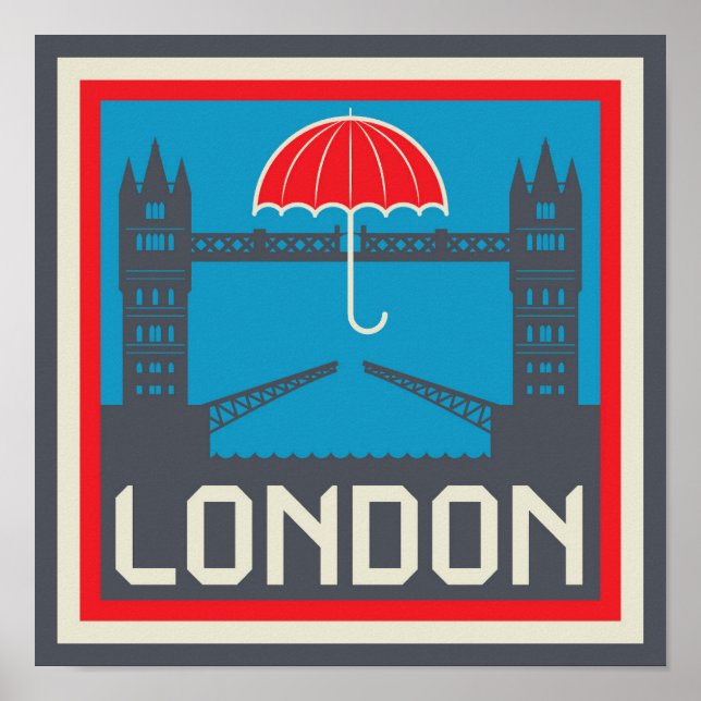 London Bridge med Parbrella Poster (Framsidan)