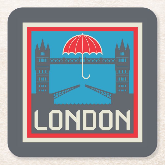 London Bridge med Umbrella Underlägg Papper Kvadrat (Framsidan)