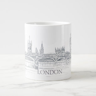 London Bridge och Big Ben Iconic Skyline Sketch Jumbo Mugg