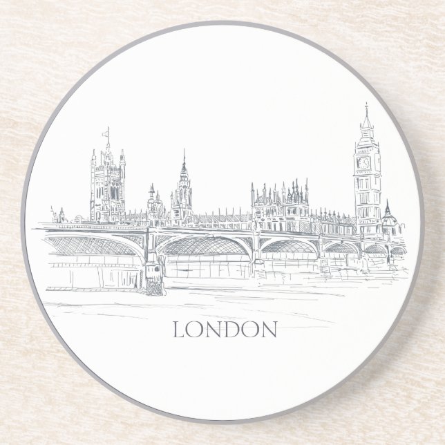 London Bridge och Big Ben Iconic Skyline Sketch Underlägg (Framsidan)