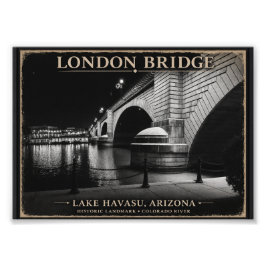 London Bridge Svart & Vitt Natt Fototryck