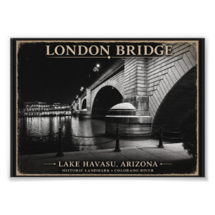 London Bridge Svart & Vitt Natt Fototryck