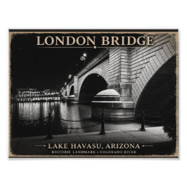 London Bridge Svart & Vitt Natt Fototryck