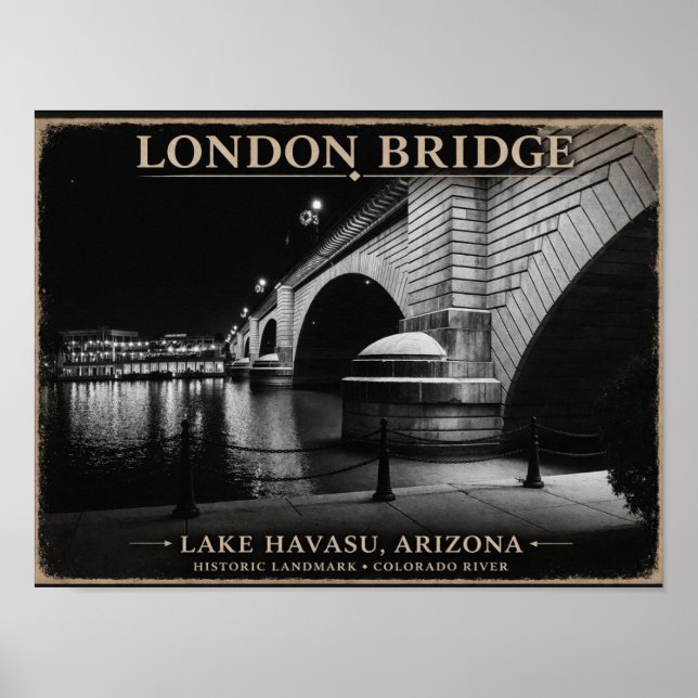 London Bridge Svart & Vitt Natt Poster (Framsidan)
