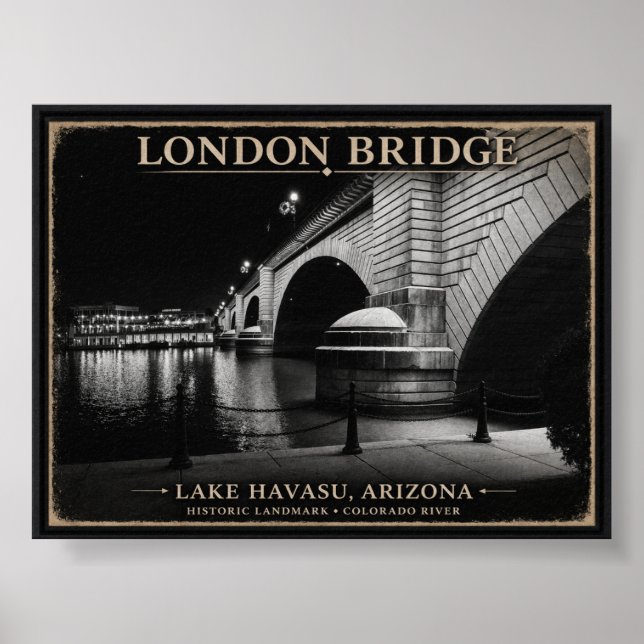 London Bridge Svart & Vitt Natt Poster (Framsidan)