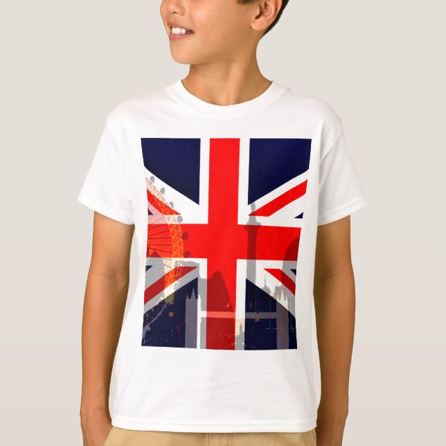 London-British Flagga_ Tee Shirt (Framsida)