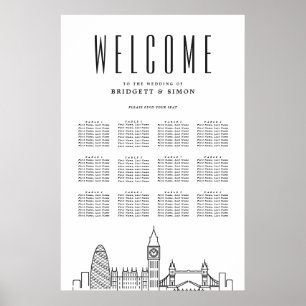 London Bröllop Landmärken 12 Bord Sittplatsdiagr Poster