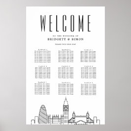 London Bröllop | Landmärkesdiagram 9 Bord Poster