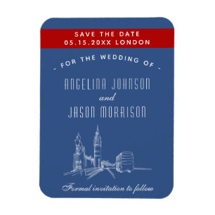 London Bröllop Spara Datum Inbjudan Magnet