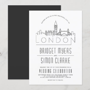 London Bröllop Stiliserad Skyline-inbjudan Inbjudningar