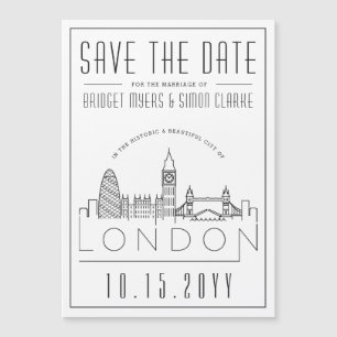 London Bröllop Stiliserad Skyline Spara datum