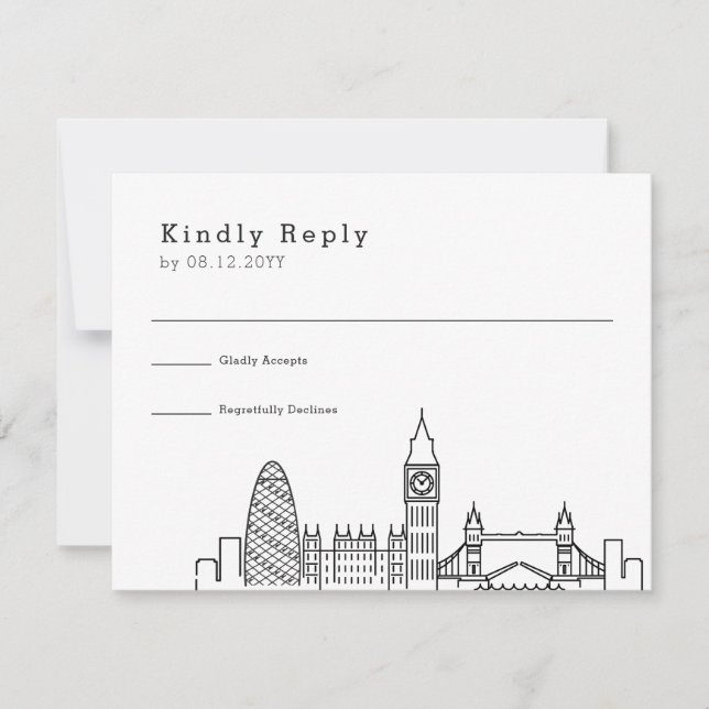 London Bröllop | Stilized Skyline OSA Responcard Kort (Framsida)