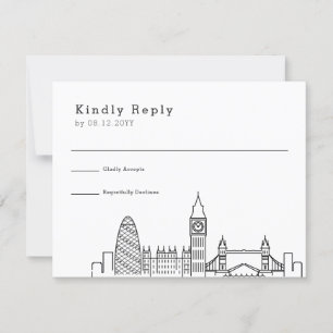 London Bröllop Stilized Skyline OSA Responcard Kort