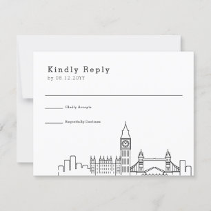 London Bröllop Stylized Skyline OSA Kort