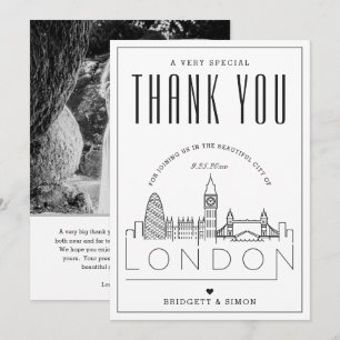 London Bröllop Tack + Fotokort Kort
