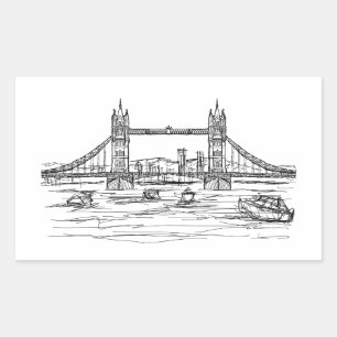 London, bron i torn rektangulärt klistermärke