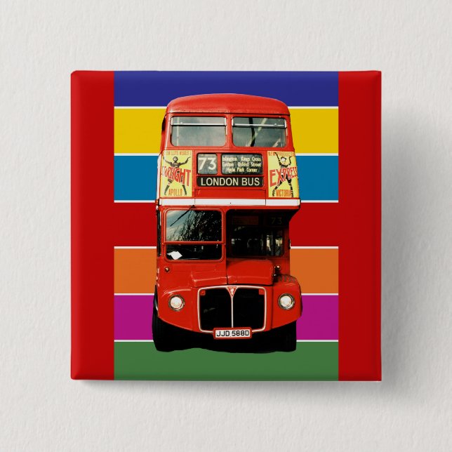 London Buss Badge - Square Knapp (Framsida)