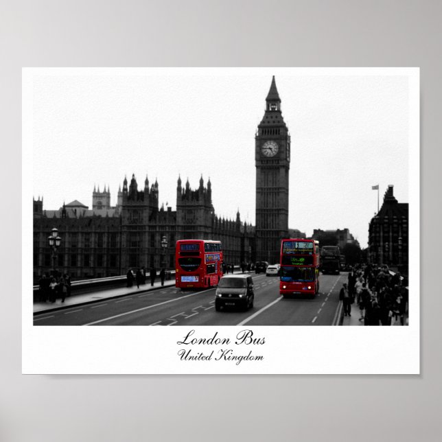 London Buss, Big Ben och parlamentets hus Poster (Framsidan)