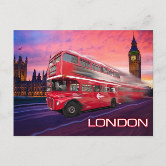 London Buss & Big Ben Vykort (Framsida)