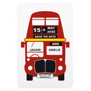 London Buss Bröllop spara datum Magnet