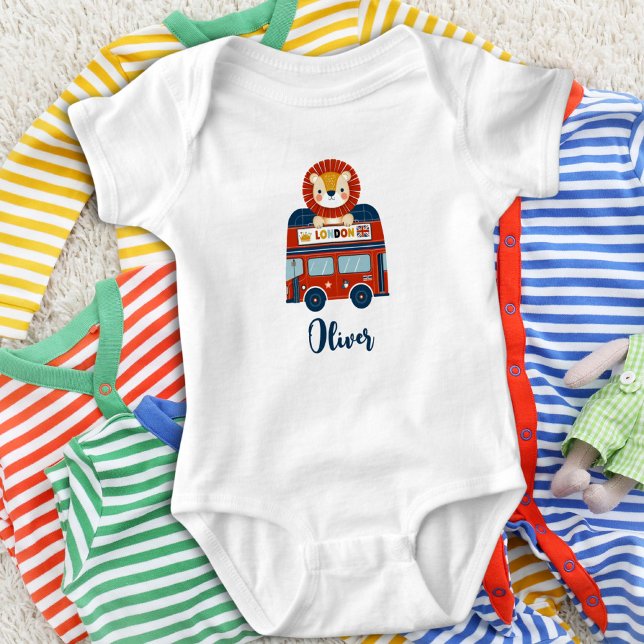 London Buss & Cute Lejona Baby Personlig T Shirt (Skapare uppladdad)