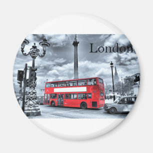 LONDON BUSS i svarten & vit (St.K) Magnet