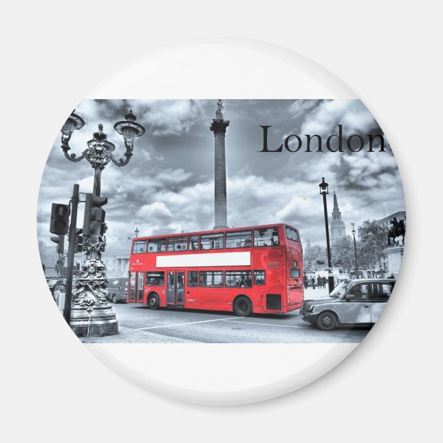 LONDON BUSS in Black & White (St.K) Magnet (Framsidan)